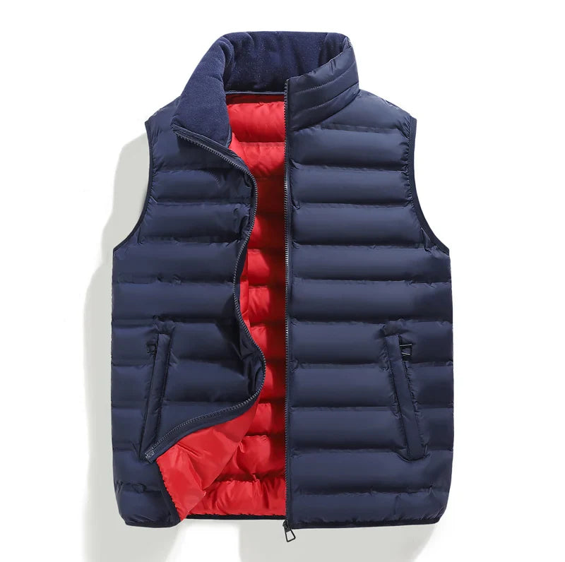 Men's Down Vest Sleeveless Zipper Windproof Solid Color