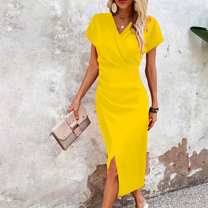 Women's V-Neck Mini Dress Casual Short