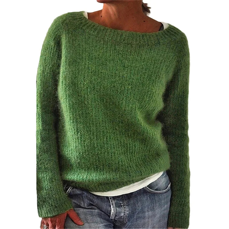 Women's Cozy Knit Sweater Loose Fit Pullover