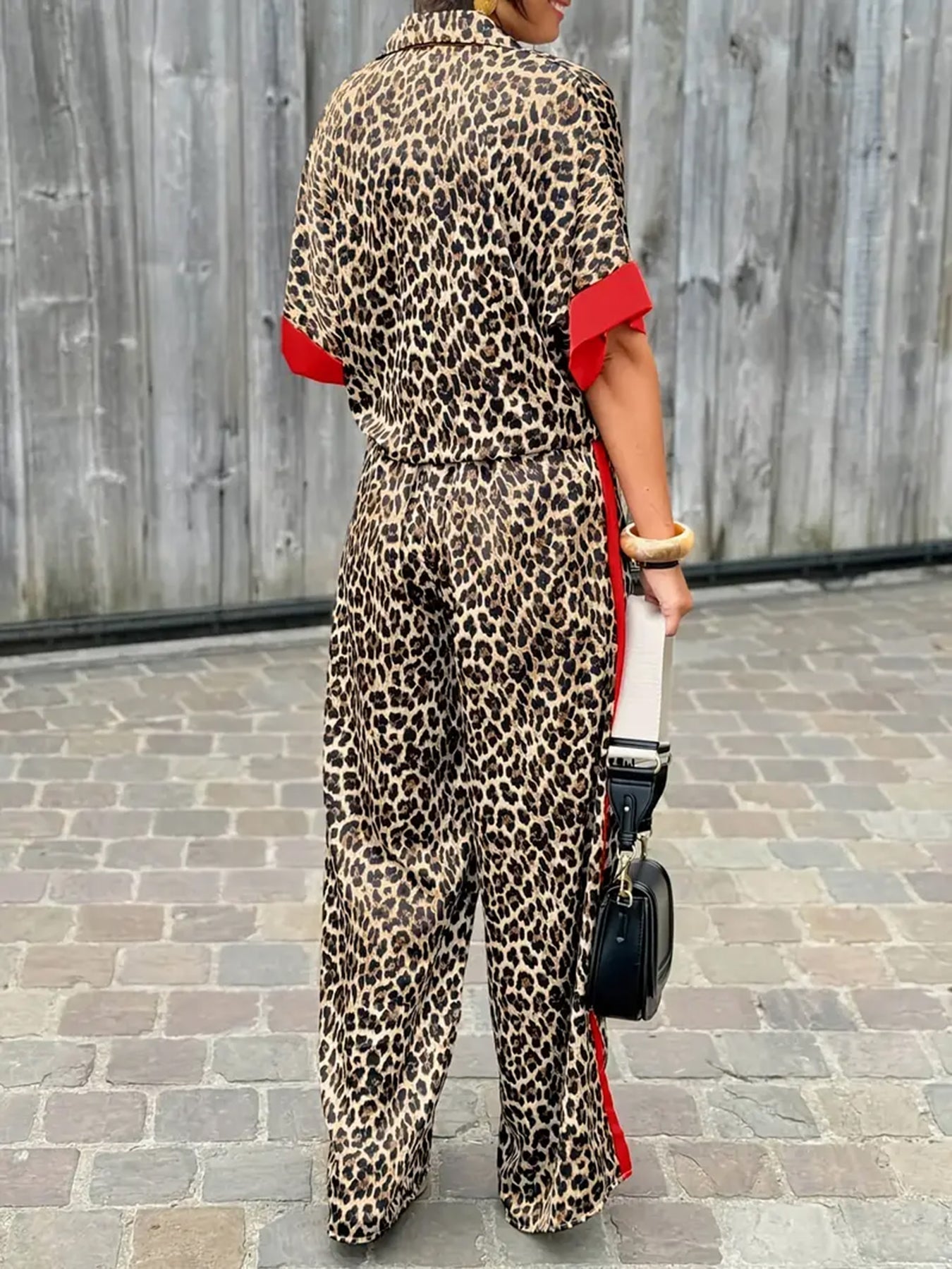 Women's Wide Leg Pants Fluid Leopard Print