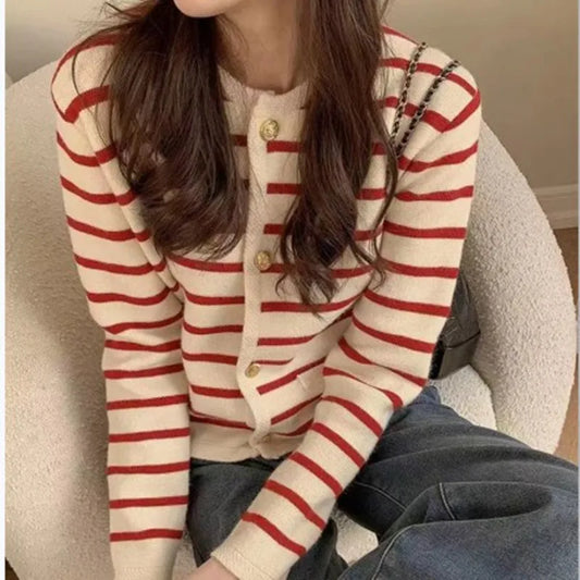 Women's Striped Knit Cardigan - Vonnera