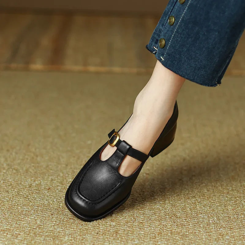 Wren Women's Mary Jane Shoes Square Toe Low Heel