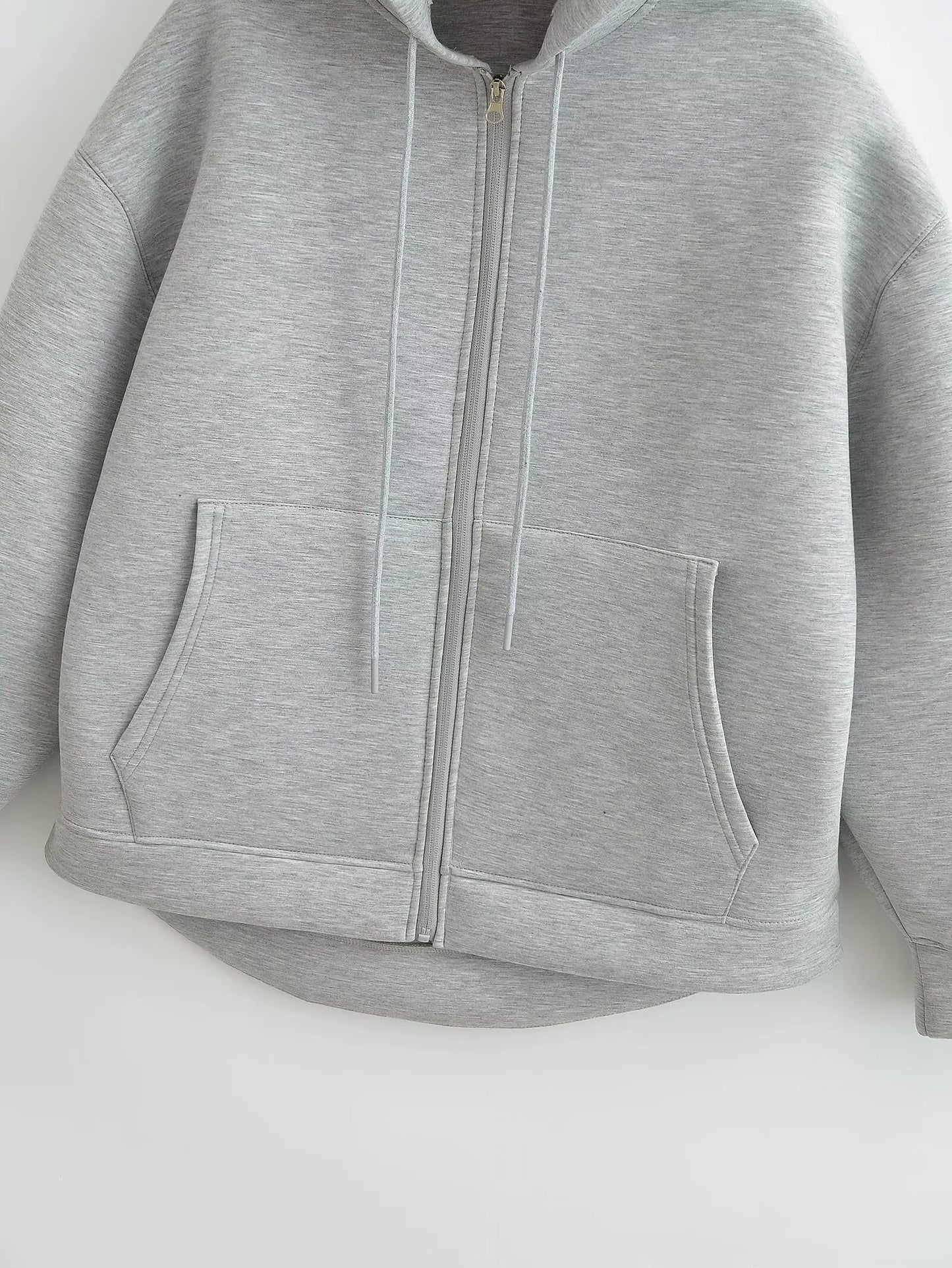 Women's Oversized Zip Hoodie Cotton Casual Black