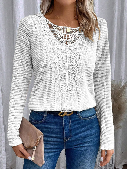 Women's Crochet Lace Sweater V-Neck