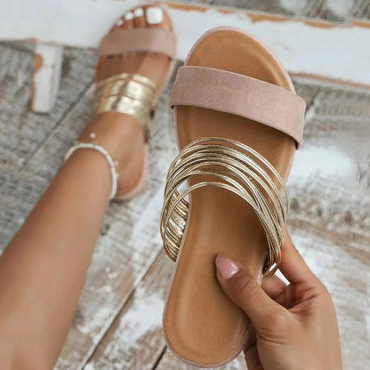 Women's Slide Sandals Multi-Strap Design