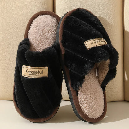 Women's Plush Slide Slippers Soft Cushioned Indoor Comfort
