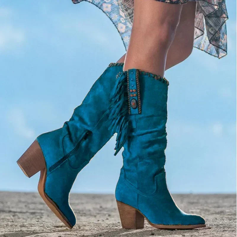 Women's Fringe Mid Calf Boots