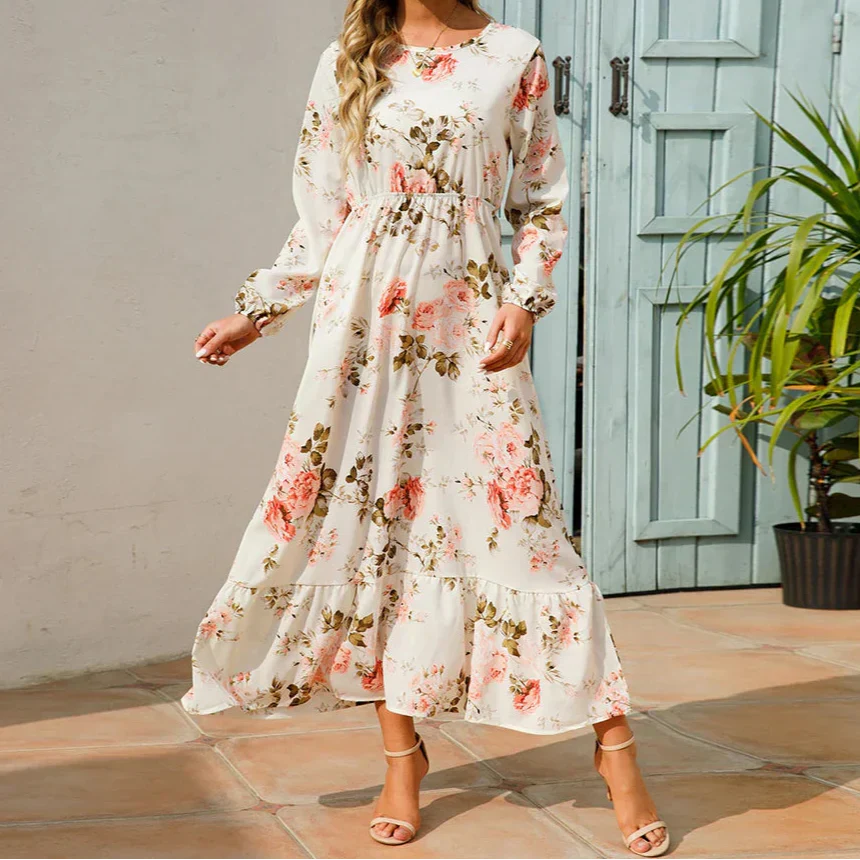 Women's Maxi Floral Long Sleeve Summer Dress