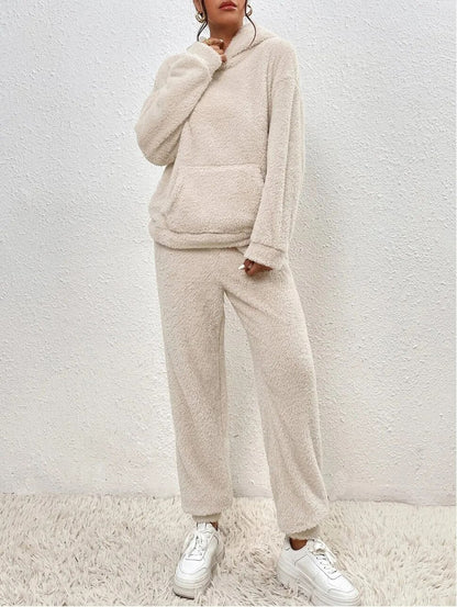 Teddy Hooded Housesuit Soft Cozy Beige