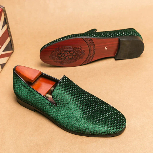 Men's Embossed Slip-On Loafers Geometric Design - Vonnera