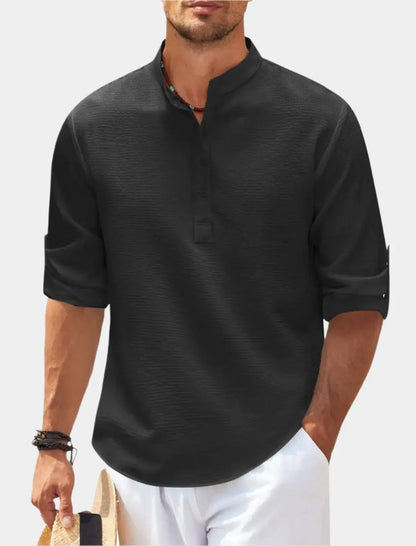 Men's Short Sleeve Stand Collar Shirt - Vonnera