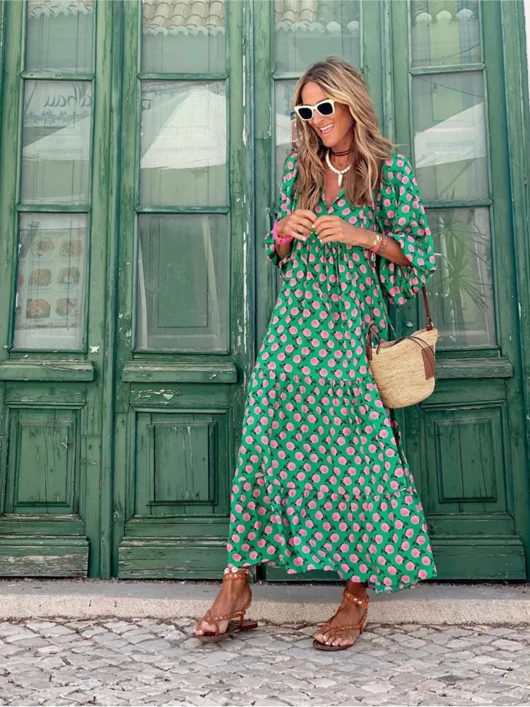 Women's Boho Floral Maxi Dress