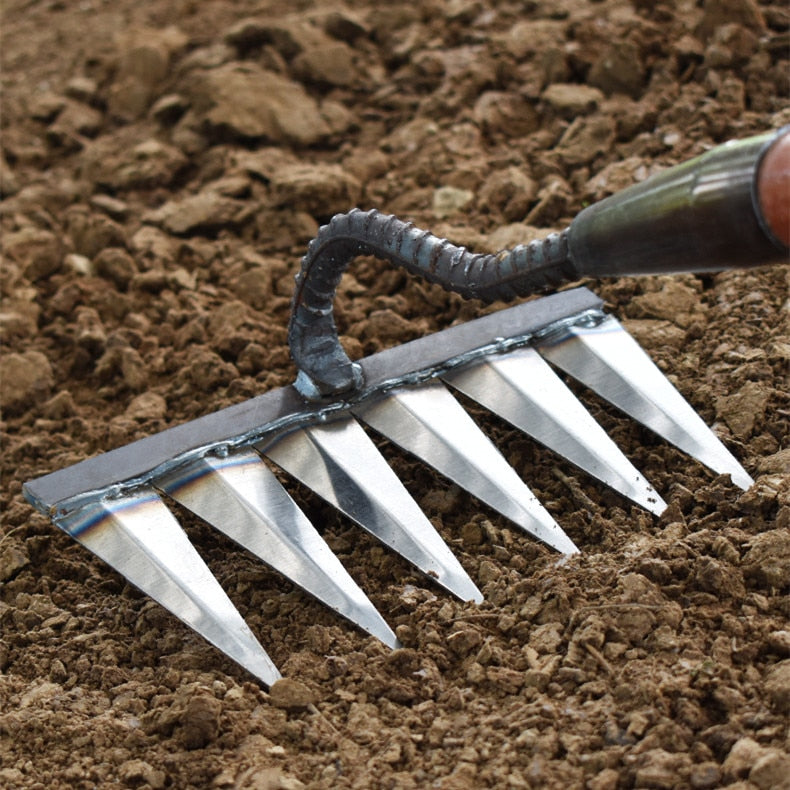 Garden Weed Rake Stainless Steel Efficient Removal Tool