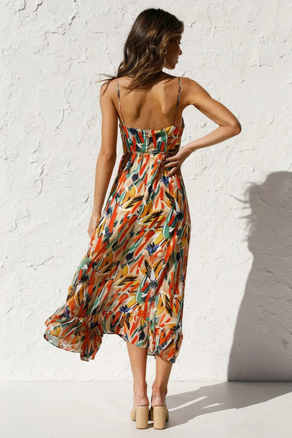 Women's Midi Dress Spaghetti Straps
