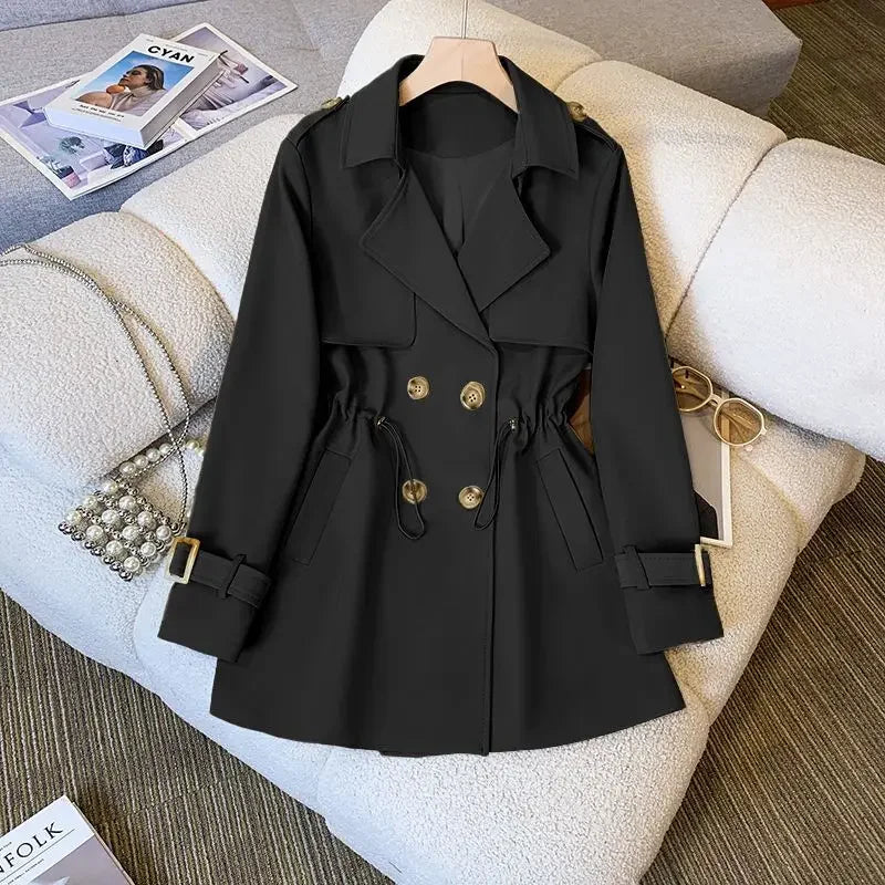 Women's Cotton Trench Coat Mid-Length Beige