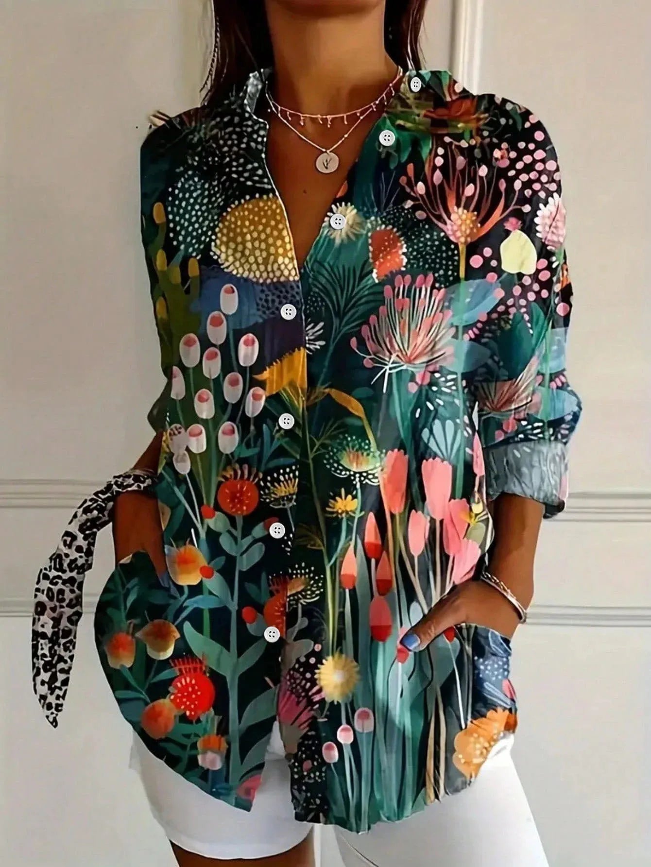 Women's Abstract Floral Print Blouse