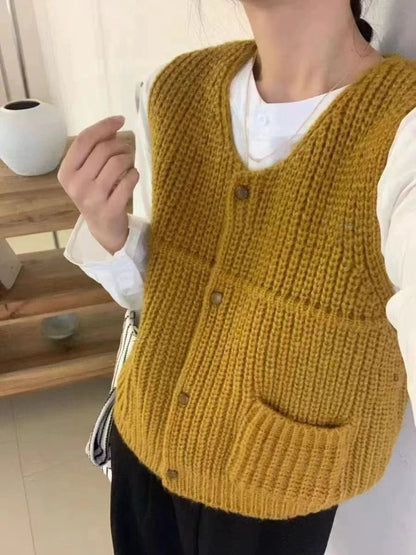 Women's Knit Button Vest