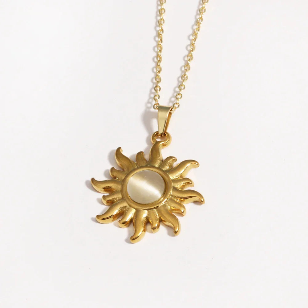 Aurora Spiral Sun Pendant Silver Tone