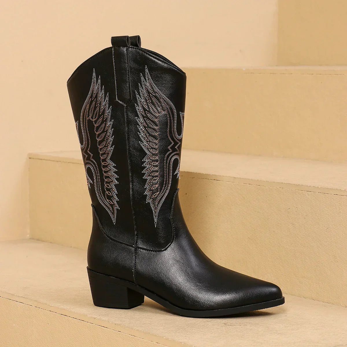 Women's Embroidered Pointed Toe Boots