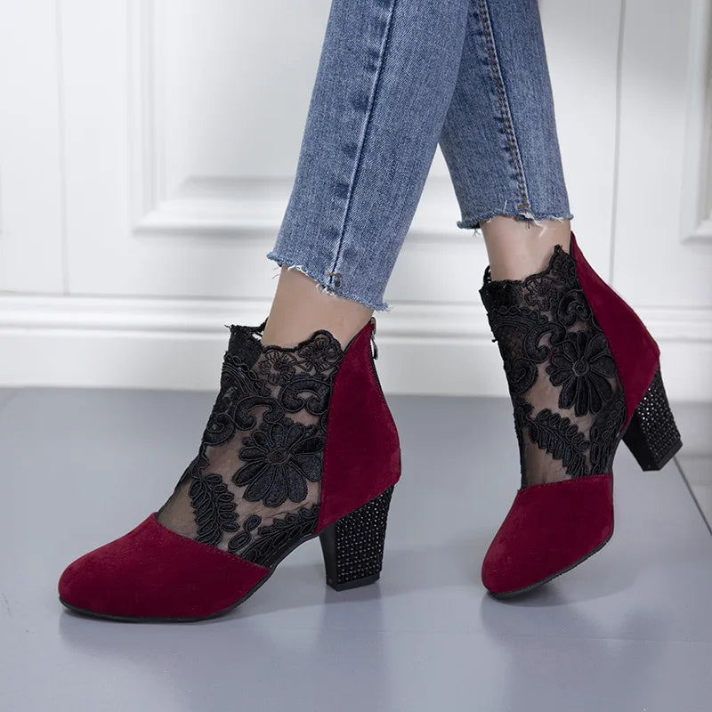 Women's Ankle Boots Patterned Block Heel
