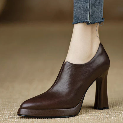 Giselle | Women's High Heel Pumps Platform Block Heel Side Zipper