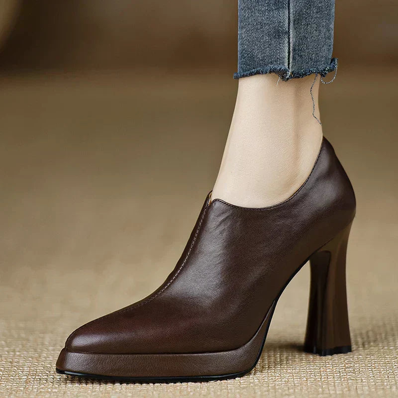Giselle Women's Platform Pumps Block Heel Side Zipper