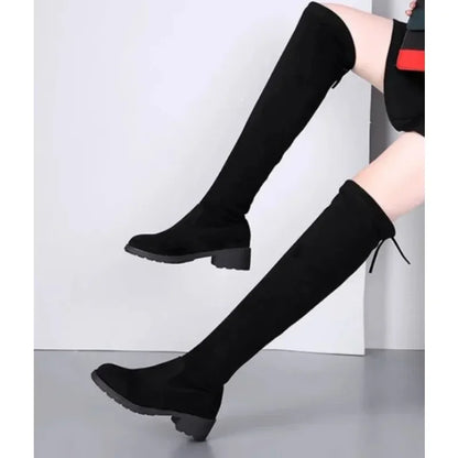 Women's Lace-Up Boots Black Chunky High Heel