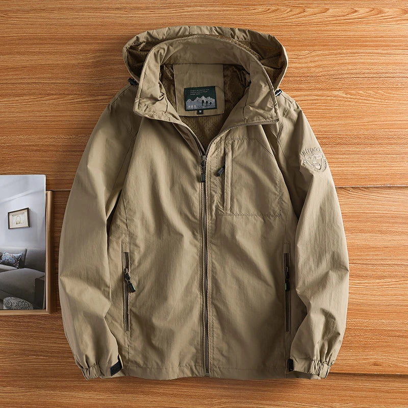 Men's Hip-Length Hiking Jacket Waterproof Full-Zip Hooded - Vonnera