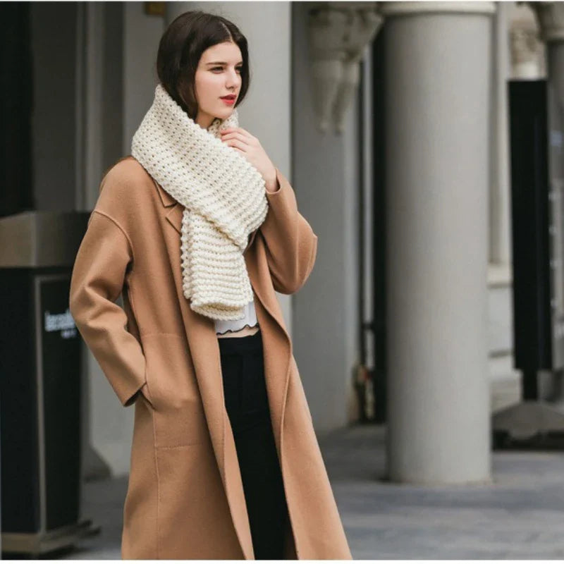 Merina Women's Chunky Knit Wool Scarf