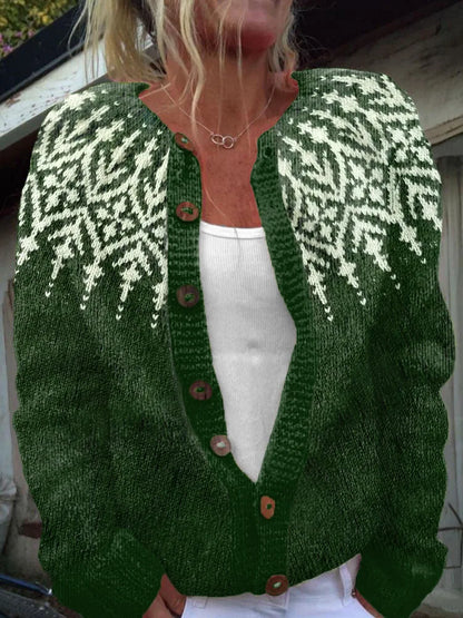 Women's Patterned Cardigan Knit Button Front