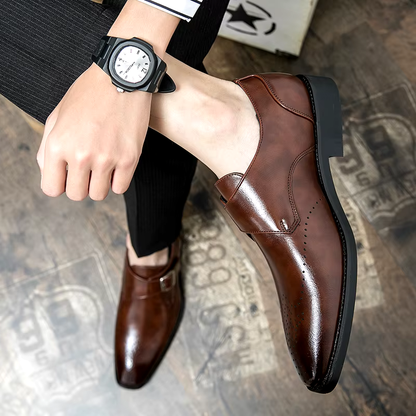 Men's Dress Shoes Single Strap Buckle Design