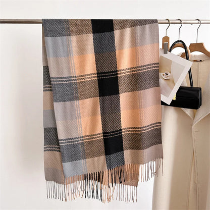 Arvella Women's Plaid Scarf With Tassel
