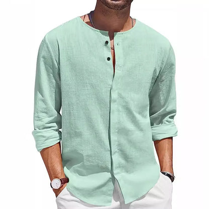 Mens Linen Henley Summer Shirt