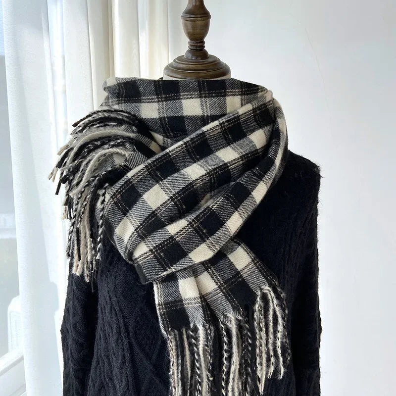 Melviera Fringed Check Scarf