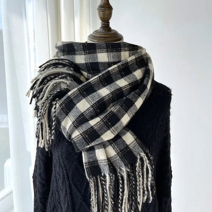 Melviera Fringed Check Scarf