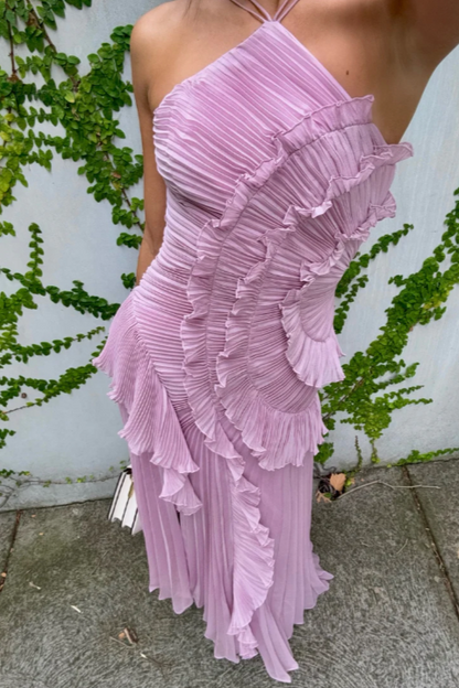 Women's Maxi Halter Evening Dress Pleated