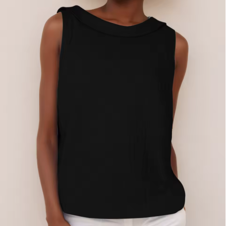 Women's Sleeveless Blouse Rolled Collar
