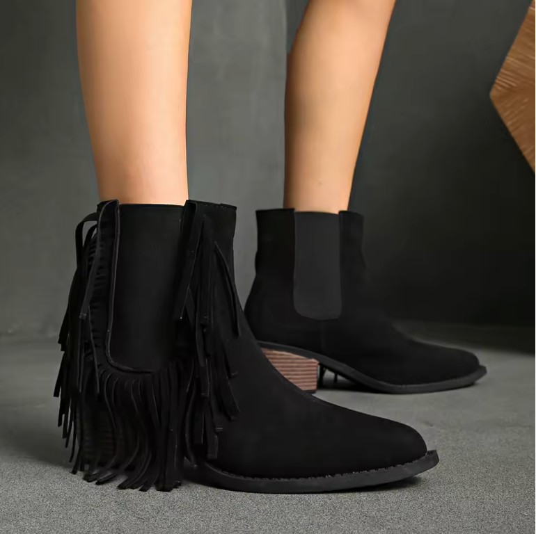 Women's Animal Print Fringe Boots