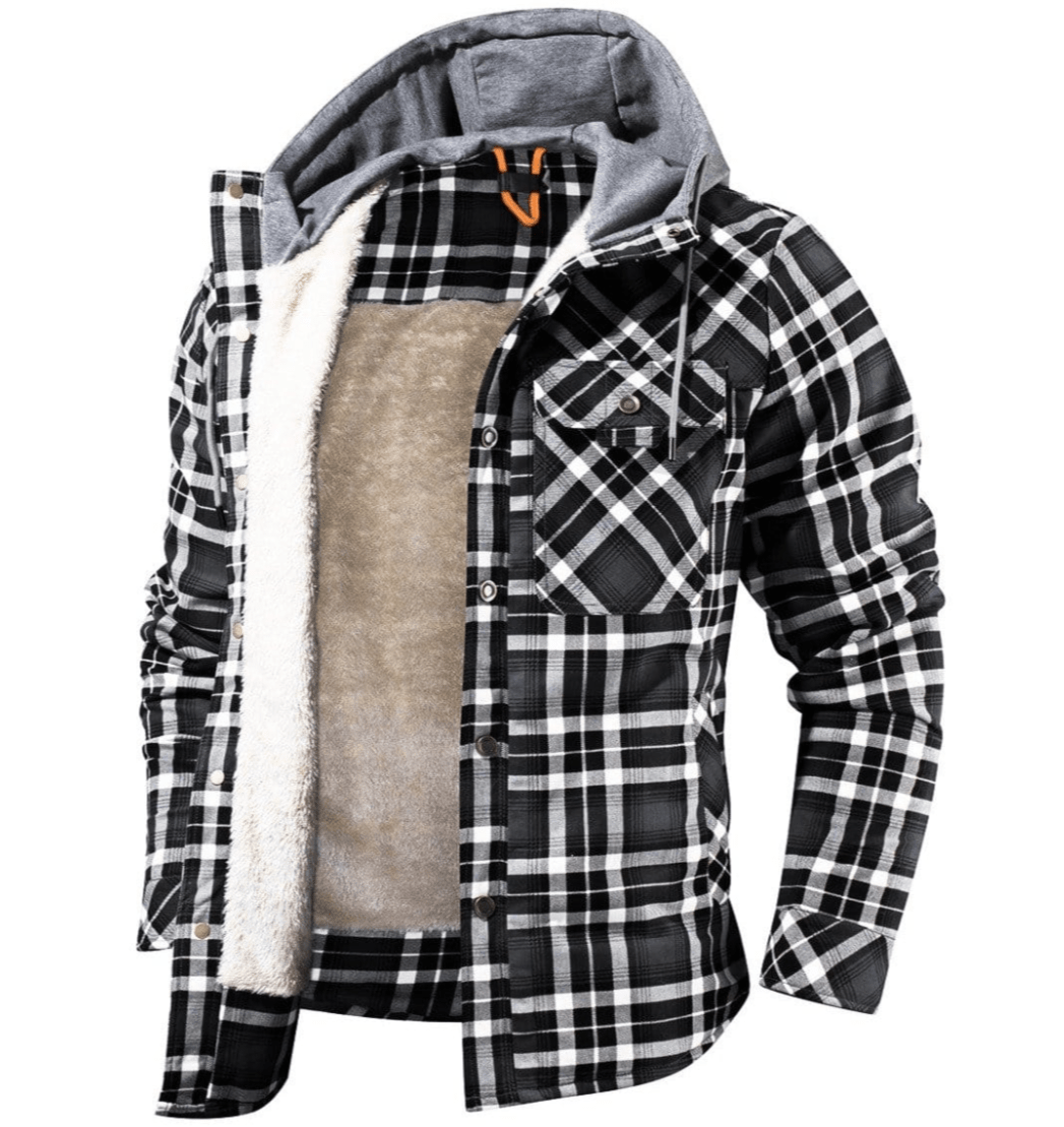 Men's Hooded Flannel Jacket Plaid - Vonnera