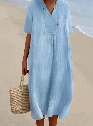 Women's V-Neck Short Sleeve Dress Lightweight Breathable - Vonnera