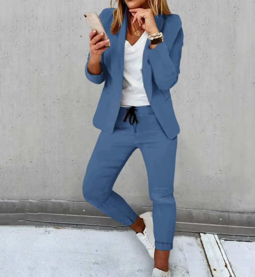 Women's Blazer And Drawstring Pants Set