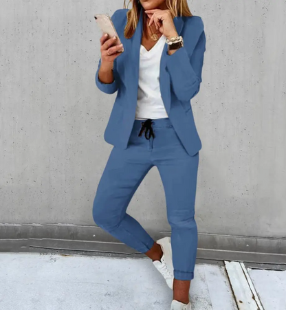 Women's Blazer And Drawstring Pants Set