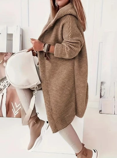 Women's Loose Fit Hooded Cardigan Long Sleeve