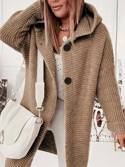 Women's Loose Fit Hooded Cardigan Long Sleeve