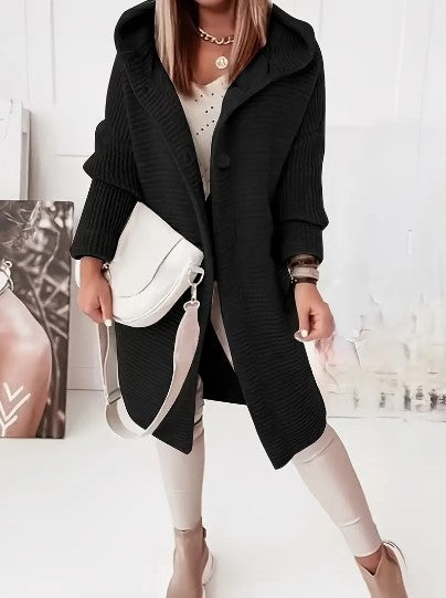 Women's Loose Fit Hooded Cardigan Long Sleeve