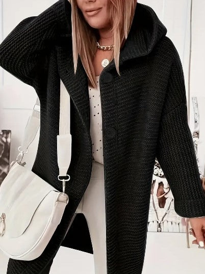Women's Loose Fit Hooded Cardigan Long Sleeve