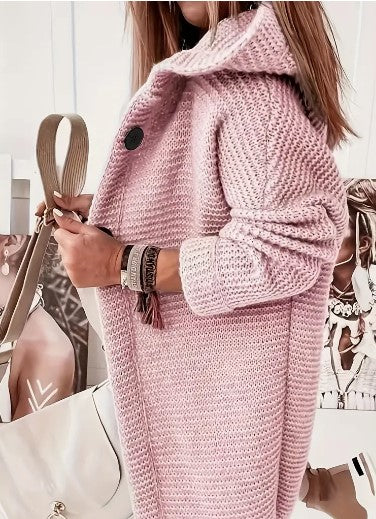 Women's Loose Fit Hooded Cardigan Long Sleeve