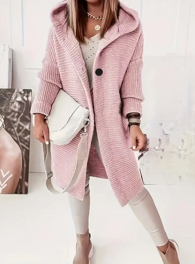 Women's Loose Fit Hooded Cardigan Long Sleeve