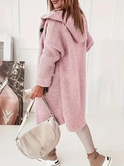 Women's Loose Fit Hooded Cardigan Long Sleeve