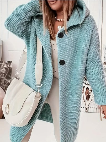 Women's Loose Fit Hooded Cardigan Long Sleeve - Vonnera